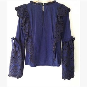 Anthropologie Tops - Amaryllis. Eyelet bell sleeve blouse with bows . Anthropologie Tops - Amaryllis. Eyelet bell sleeve blouse with bows .